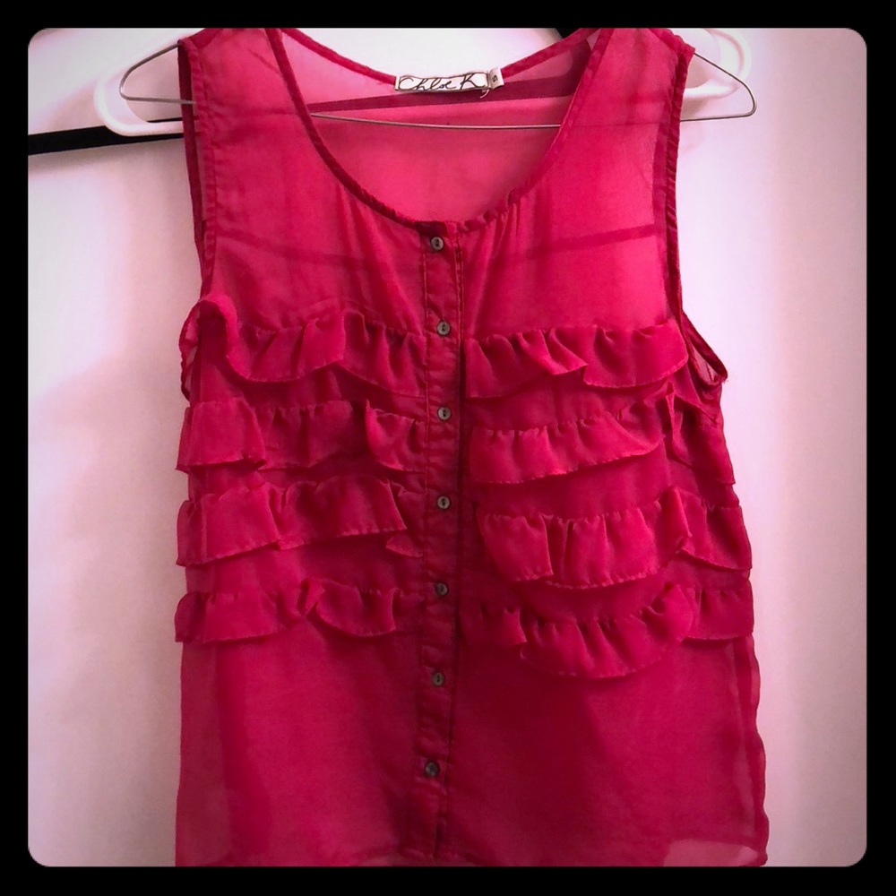 Chloe K Fushia sheer blouse